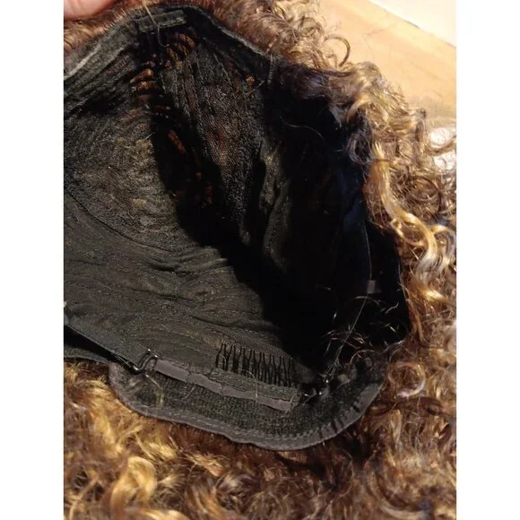 My Style HUA Human Hair Wig Women Brown Frosted Short Curly Premium Glueless NWT - Picture 7 of 9